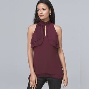 White House Black Market Burgundy Halter Tunic